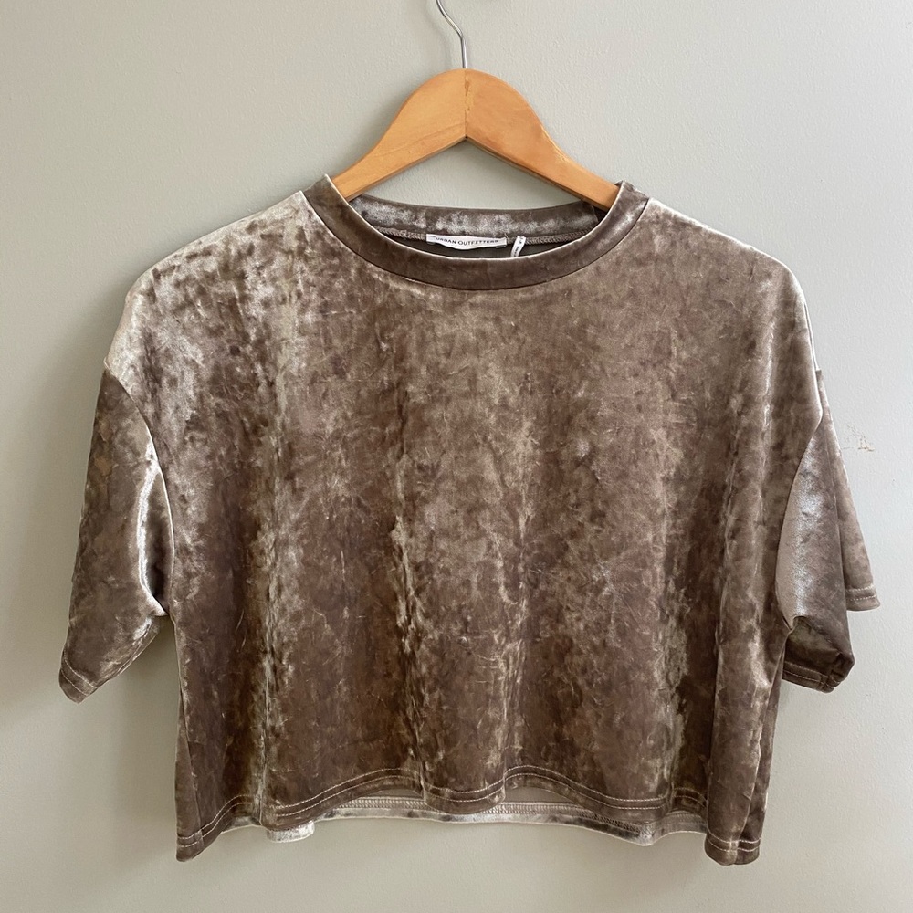 Urban Outfitters Cool Silver Velvet Crop Top